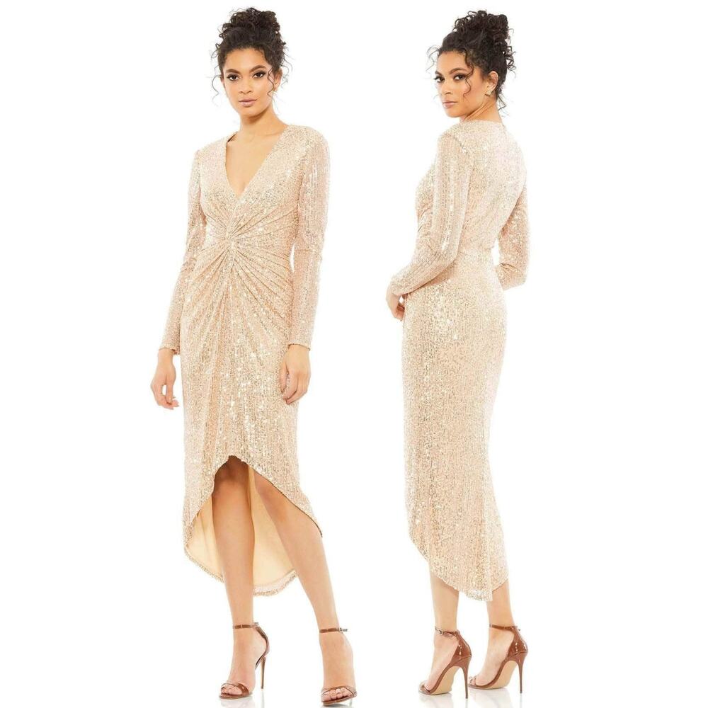 IEENA Mac Duggal 26549I Sequin Midi Dress Formal Evening Prom Party Gala 10